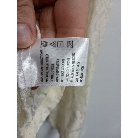 VTG 90s George Top Womens XL Cream Floral Lace Long Sleeve Sheer Fairy Romantic - Picture 6 of 9